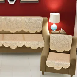 BIGGER FISH Beige 10 Pieces 5 Seater Sofa Cover-image-67