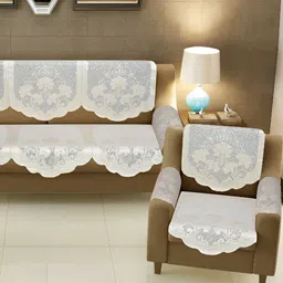 BIGGER FISH Beige Floral 10 Pieces 5 Seater Sofa Cover-image-65