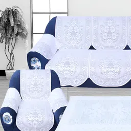BIGGER FISH White Floral 10 Pieces 5 Seater Sofa Cover-image-26