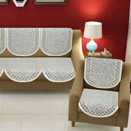 BIGGER FISH Brown Embroidered 5 Seater Sofa Cover-image-41