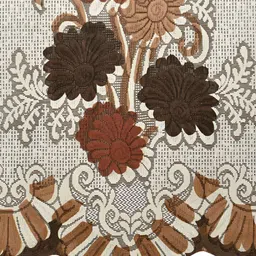 BIGGER FISH Brown & Cream Embroidered 5 Seater Sofa Cover-image-31