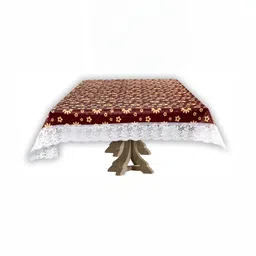 Stylista Maroon & Cream Floral Rectangle Waterproof 4-Seater Table Cover image 4