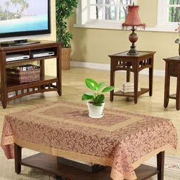 Kuber Industries Beige & Brown Printed 4 Seater Cotton Table Cover-38