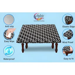 Stylista Black & White Printed Waterproof 1.21 m x 91.44 cm Rectangle Table Cover image 3