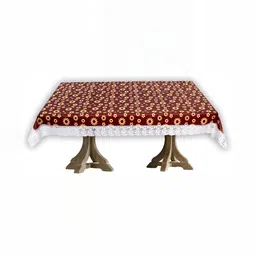 Stylista Maroon & Cream Floral Rectangle Waterproof 4-Seater Table Cover image 3