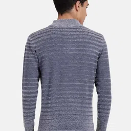 t-base Mock Collar Striped Woolen Pullover with Fuzzy Detail image 5