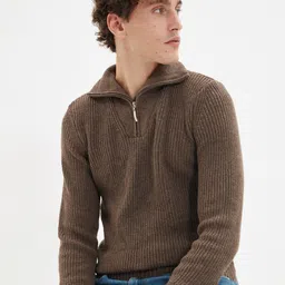 Trendyol Self Design Mock Collar Pullover image 2