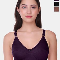 POOJA RAGENEE Women Pack of 3 Solid Non Padded Cotton Non Wired Full Coverage Tshirt Bra-picture-39