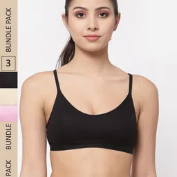 College Girl Pack Of 3 Cotton All Day Comfort High Support Full Coverage Sports Bra-picture-37