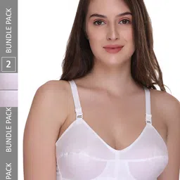 SONA Pack Of 2 Full Coverage Non Padded Non-Wired Cotton Everyday Bra With All Day Comfort image 1