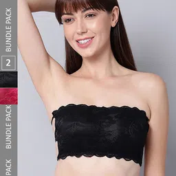 Aamarsh Pack Of 2 Floral Self Design Strapless Minimizer Bras With 360 Degree Support-57