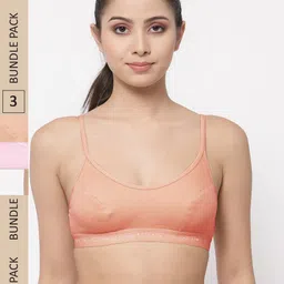 College Girl Pack Of 3 Cotton Non Padded High Support All Day Comfort Sports Bra-picture-33