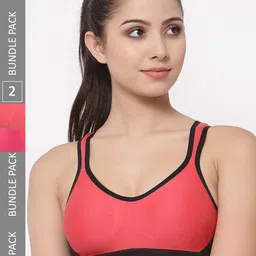 College Girl Pack Of 2 Full Coverage Lycra Sports Bra with Side Shaper-24