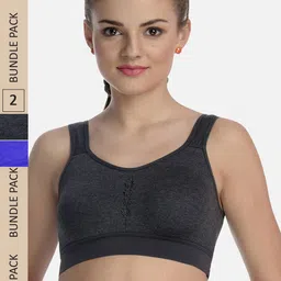 FIMS Pack Of 2 Seamless Non-Wired Non-Padded High-Support Dry-Fit Work-Out Bra-22