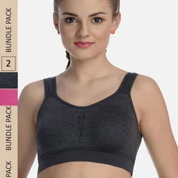FIMS Pack Of 2 Dry-Fit Full Coverage Cotton Sports Bra-picture-31