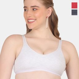 POOJA RAGENEE Pack Of 3 Cotton Workout Bra Full Coverage Non Padded All Day Comfort-17