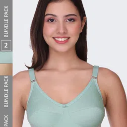 POOJA RAGENEE Pack of 2 Full Coverage Cotton Bra bq2183d_2p_lgrn_pk_28d-image-93