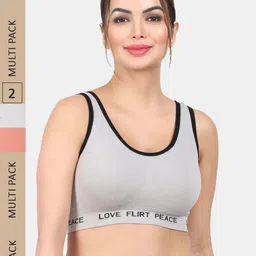 Amour Secret Pack Of 2 Lightly Padded Non-Wired Anti Odour Full Coverage Sports Bra-10