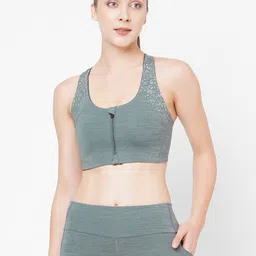 LAASA SPORTS Grey & White Bra Full Coverage-7