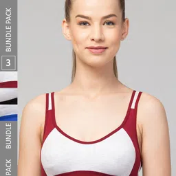 Apraa & Parma Pack Of 3 Colourblocked Full Coverage Non Padded Organic Sports Bra-49