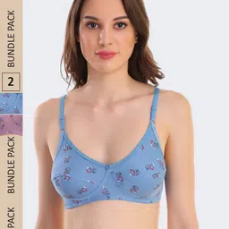 POOJA RAGENEE Pack Of 2 Floral Printed Full Coverage Everyday Cotton Bra-image-74