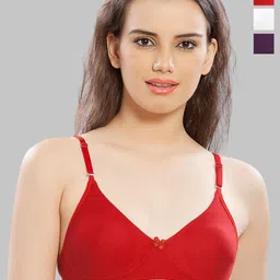 Lady Love Pack Of 3 Medium Coverage Transparent Back Cotton Everyday Bras-picture-26