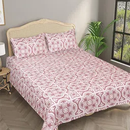 ROMEE Maroon Ethnic Motifs Woven Reversible Double Quilted Bed Cover With 2 Pillow Covers-image-28