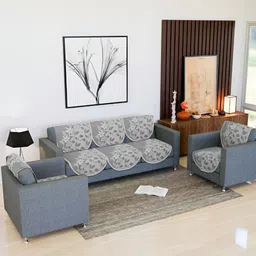 Kuber Industries Cream & White 10 Pieces 5 Seater Cotton Sofa Cover-picture-29