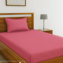 BIANCA Assorted Striped 210 TC Cotton Single Bedsheet with 1 Pillow Covers-image-40