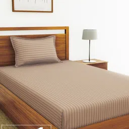 BIANCA Assorted Striped 210 TC Cotton Single Bedsheet with 1 Pillow Covers-image-14