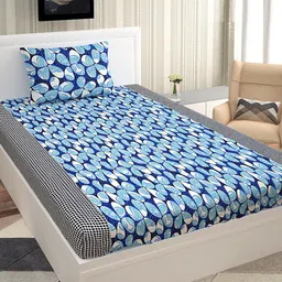 Urban Magic Black & White 128 TC Single Bedsheet with 1 Pillow Covers-image-72