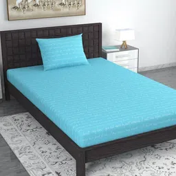 Divine Casa Bedsheet Blue Typography Printed 144 TC Single Bedsheet Set-0.90 m x 2.23 m-image-5