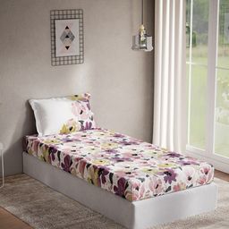 DDecor Pink & White Floral Printed 140 Cotton TC Single Bedsheet with 1 Pillow Cover-picture-30