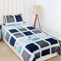 RD TREND Green & Blue Abstract 210 TC Single Bedsheet with 1 Pillow Cover-image-5
