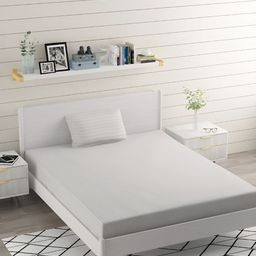 Bromwick Grey Striped Cotton 210 TC Single Bedsheet with 1 Pillow Cover 110 GSM-image-87