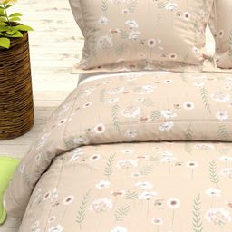 THE WHITE MOSS Beige & White Floral 144 TC Queen Bedsheet with 2 Pillow Covers-image-119