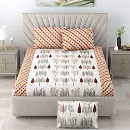 Urban Jaipur Orange & Pink King Bedsheet with 2 Pillow Covers-image-7