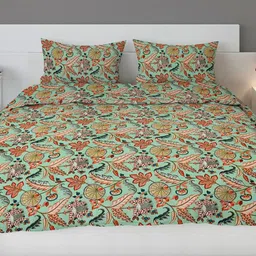 RRC Green & Red Ethnic Motifs Cotton 180 TC King Bedsheet With 2 Pillow Covers-32