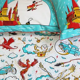 Silverlinen Harry Potter Printed 250 TC Cotton King Bedsheet with 2 Pillow Covers-image-22