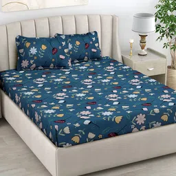 FABINALIV Blue & Pink Printed 300 TC King Bedsheet with 2 Pillow Covers-image-64