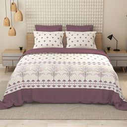 LABHAM Magenta & Off Wite Floral Printed Cotton 144 TC King Bedsheet With 2 Pillow Covers-image-47