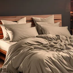 Myntra Elegant Homes Camel Brown 300 TC King Bedsheet with 2 Pillow Covers-image-6