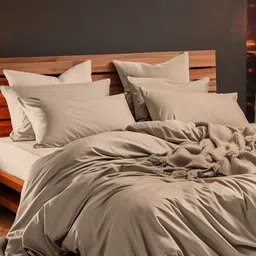 Myntra Elegant Homes Beige 300 TC King Bedsheet with 2 Pillow Covers-image-67