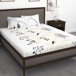 Story@home White Cotton 210 TC 1 King Double Bedsheet with 2 Pillow Covers-10
