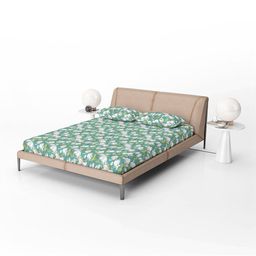 Divine Casa Green & White Floral 144 TC Queen Bedsheet with 2 Pillow Covers-image-92