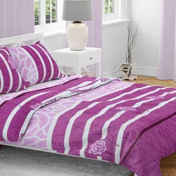 AAZEEM Pink & White Floral Printed 210 TC Queen Bedsheet with 2 Pillow Covers-28