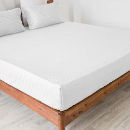 HOMEMONDE White Striped 300 TC Queen Bedsheet with 2 Pillow Covers-image-113