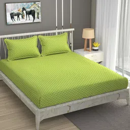 Bromwick Green Geometric Cotton 210 TC Queen Bedsheet with 2 Pillow Covers 110 GSM-image-80