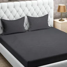 RRC Grey 144 TC Queen Bedsheet with 2 Pillow Covers-image-83