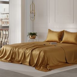 Stoa Paris Date Night Gold 300 TC Queen Bedsheet with 2 Pillow Covers-image-30